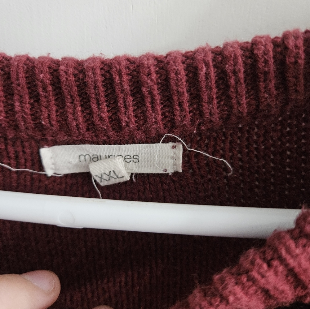 Women's Burgundy Knit Sweater - Picture 6 of 6